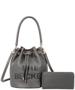 The Bucket Hobo Bag with Wallet TB-9018W GRAY